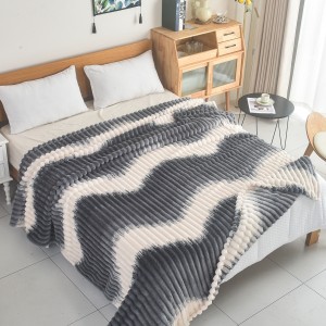 Κουβέρτα Fleece Δίχρωμο Ριγέ 220x240cm Ανθρακί ForHome 917201 