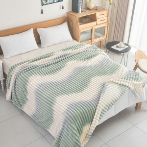 Κουβέρτα Fleece Δίχρωμο Ριγέ 220x240cm Μέντα ForHome 917111