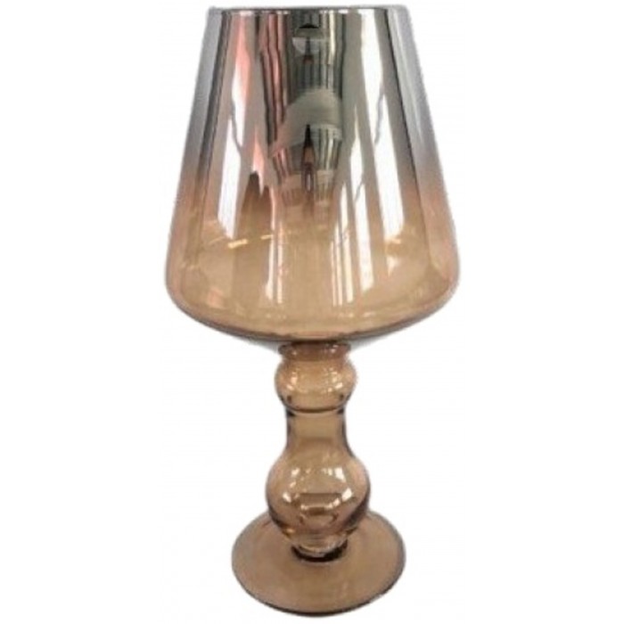 Κηροπήγιο Γυάλινο Ασημί-Μελί La beauté du Verre 24x45cm 
