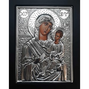 Εικόνα Ξύλινη Ασημί Παναγία Γιάτρισσα 19x24cm Galifas 7901924