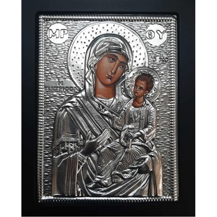Εικόνα Ξύλινη Ασημί Παναγία Γιάτρισσα 19x24cm Galifas