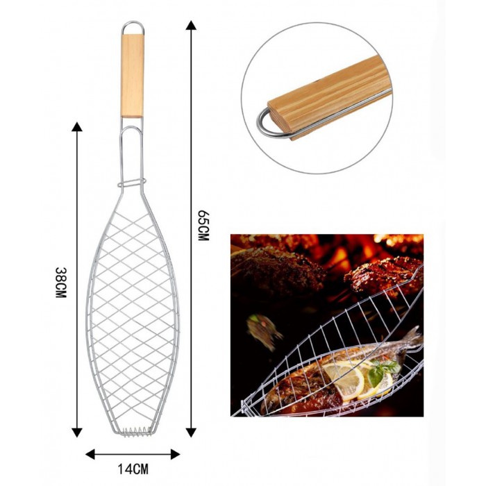 Σχάρα Ψησίματος με Ξύλινη Λαβή BBQ 14x65cm Galifas