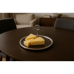 Τυριέρα Γυάλινη με Μεταλλική Βάση Ασημί Galifas 901226