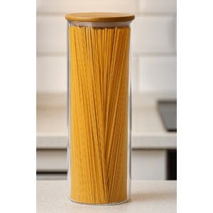 Βάζο Αποθήκευσης Γυάλινο 2200ml Με Ξύλινο Καπάκι 10x33cm Galifas 90023