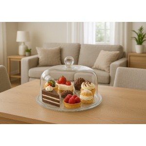 Τουρτιέρα Στρογγυλή Γυάλινη με Καπάκι 30x18cm Galifas 730530