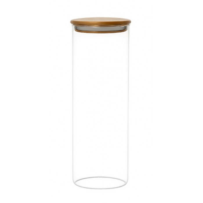 Βάζο Αποθήκευσης Γυάλινο 2200ml Με Ξύλινο Καπάκι 10x33cm