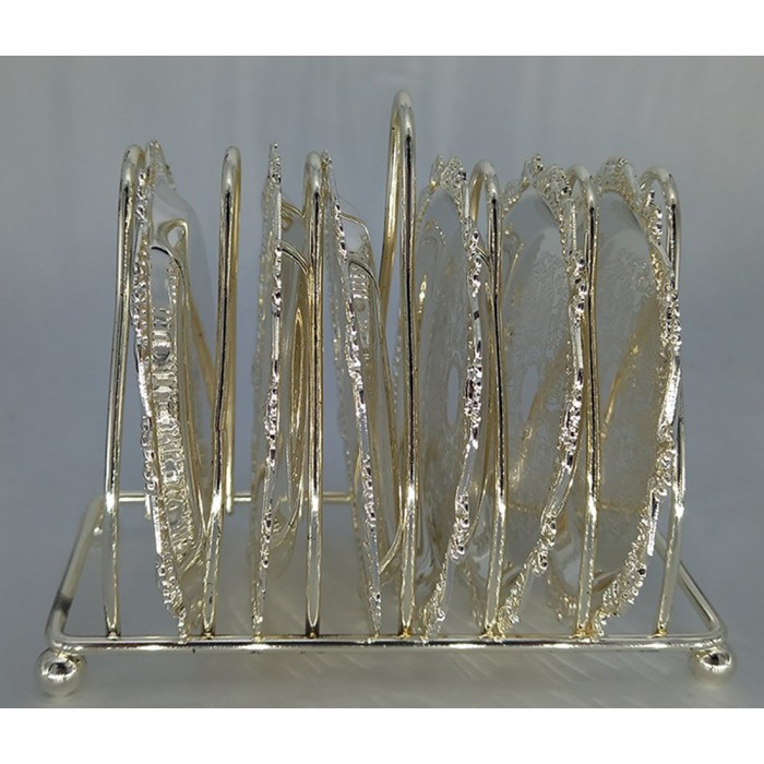  Σουβερ Μεταλλικό Ασημί 11cm Silver Antique σε βάση σετ 6 τεμαχίων Galifas