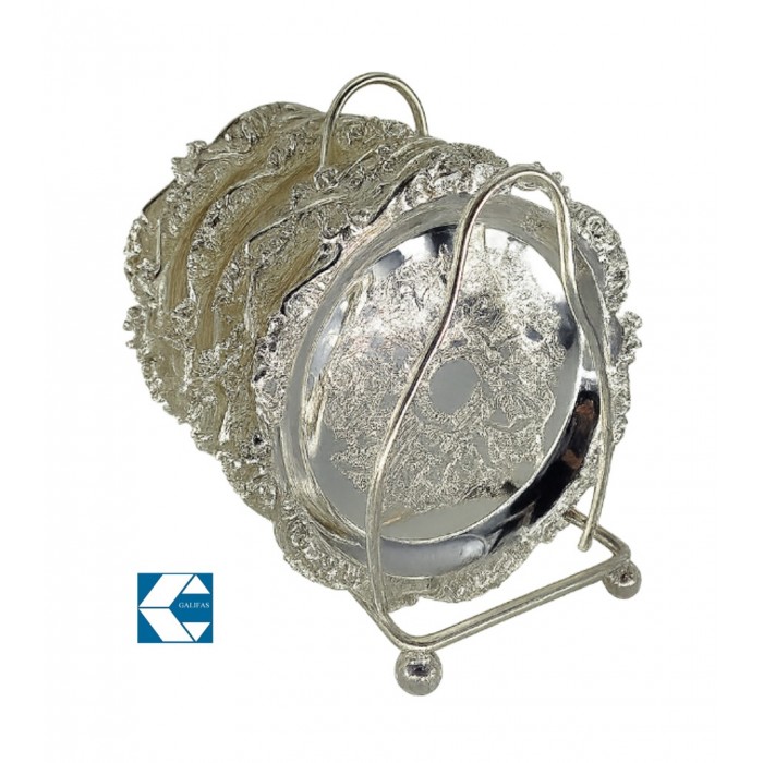  Σουβερ Μεταλλικό Ασημί 11cm Silver Antique σε βάση σετ 6 τεμαχίων Galifas