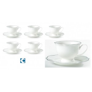 Φλυτζάνια Καφέ 90ml από Πορσελάνη Bone China με πιατάκια Σετ 6+6 τεμαχίων Galifas 977095