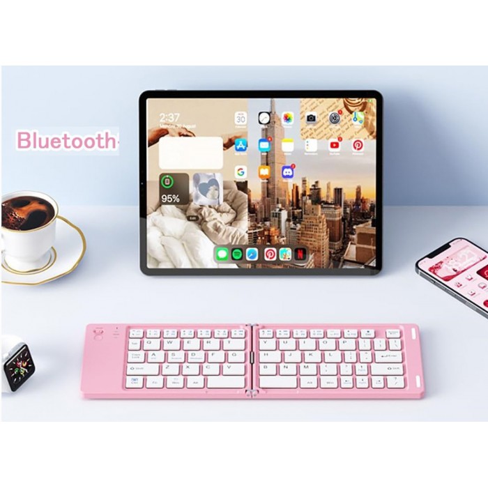 Πτυσσόμενο Μίνι Ασύρματο Πληκτρολόγιο US Pink General Trade 7965476