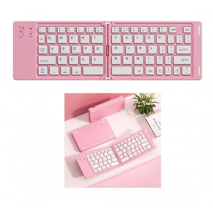Πτυσσόμενο Μίνι Ασύρματο Πληκτρολόγιο US Pink General Trade 7965476