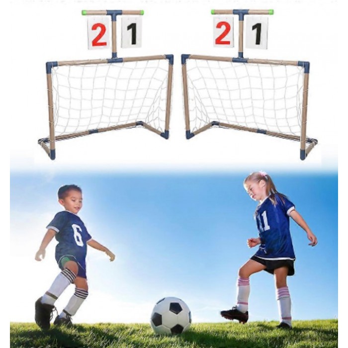 Σετ Τέρματα Ποδοσφαίρου για Παιδιά 79x78x35cm με Δίχτυ, Σκορ, Μπάλα, Σφυρίχτρα και Τρόμπα 2 τμχ JB8883B