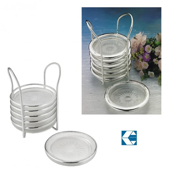 Σουβερ Μεταλλικό Ασημί 10cm Silver Star σε βάση σετ 6 τεμαχίων 