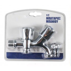 Κάνουλα 1/2 Διπλής Παροχής Inox ασημί Galifas 7925645