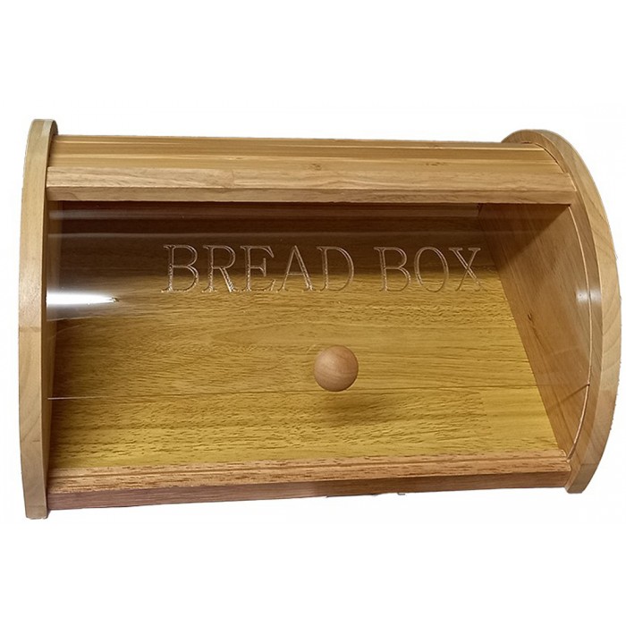 Ψωμιέρα με Καπάκι Ξύλινη σε Καφέ Χρώμα 35x27x17cm