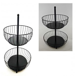 Φρουτιέρα Μεταλλική Μαύρη με 2 επίπεδα 33x45cm Galifas 7912235