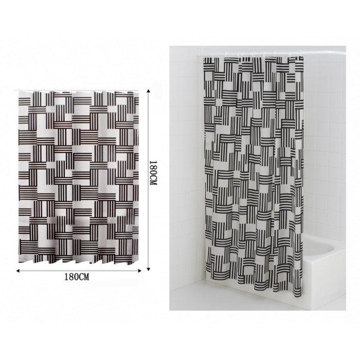 Κουρτίνα Μπάνιου Πλαστική Άσπρο-Μαύρο 180x180cm Galifas