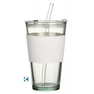 Ποτήρι Γυάλινο 400ml με καλαμάκι White Ocean Galifas 7970854