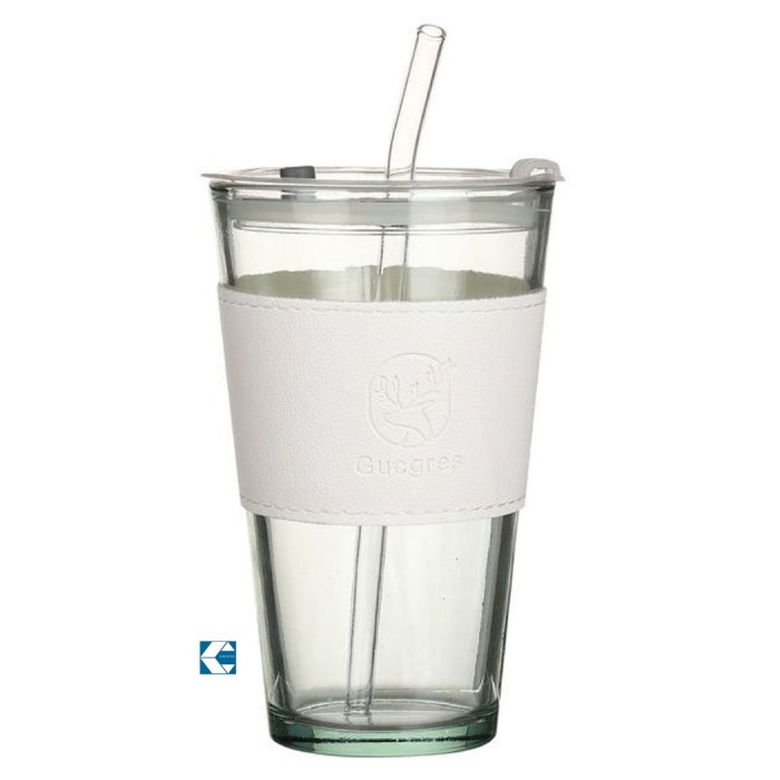 Ποτήρι Γυάλινο 400ml με καλαμάκι