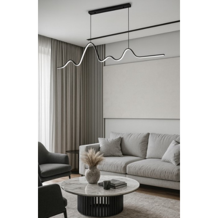 Κρεμαστό γραμμικό φωτιστικό LED 25W μαύρο wave design B73-3NF