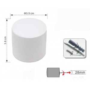 Άκρο Κουρτινόξυλου Ξύλινο Λευκό 3.5x3.8cm 28mm 2 τεμαχίων Galifas 7930514