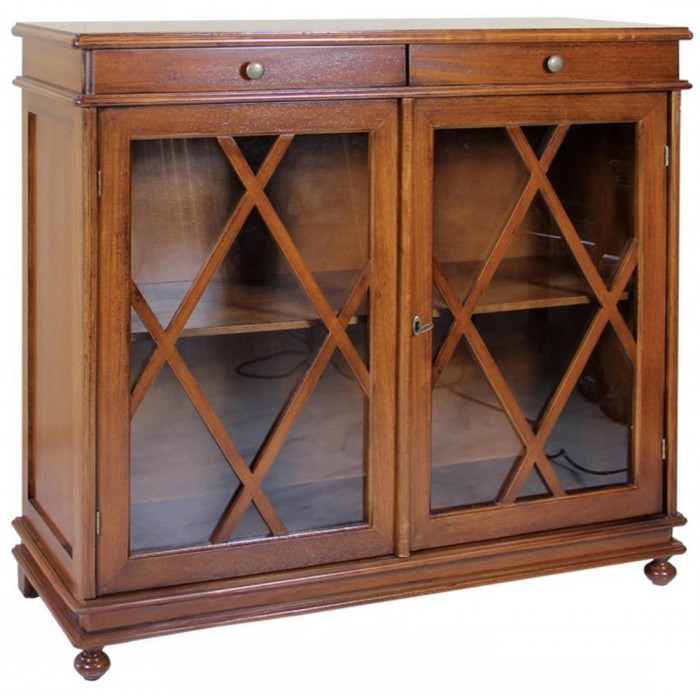 Βιτρίνα Ξύλινη Καρυδιάς Χαμηλή 110x40x100cm Galifas 07933100