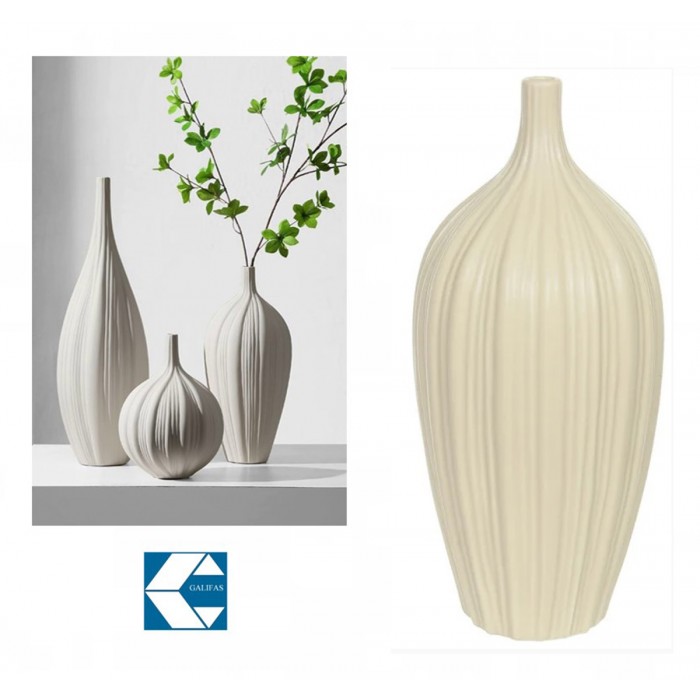 Διακοσμητικό Κεραμικό Βάζο Μπεζ 15x32cm