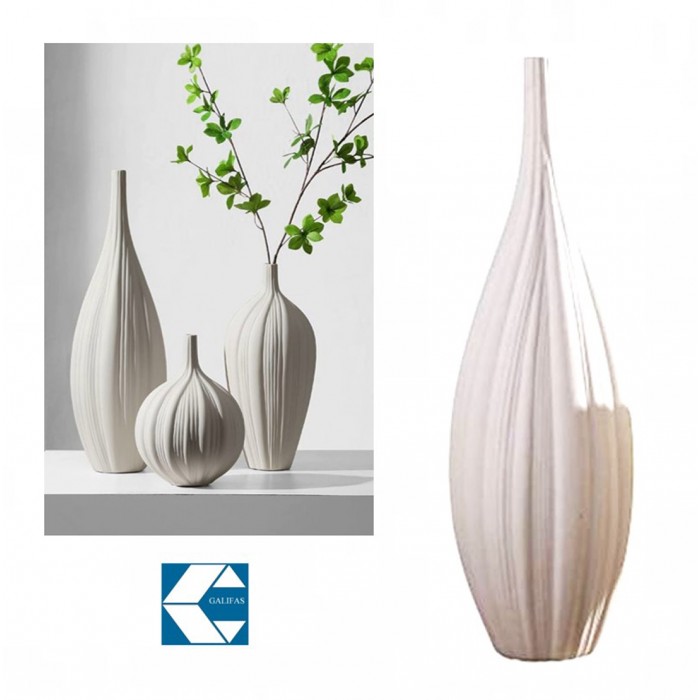 Διακοσμητικό Κεραμικό Βάζο Μπεζ 15x45cm Galifas