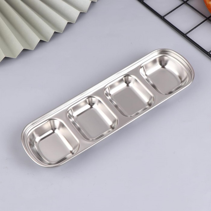 Πιατέλα Σερβιρίσματος Inox 4 θέσεων 27.5x8.2x2.7cm