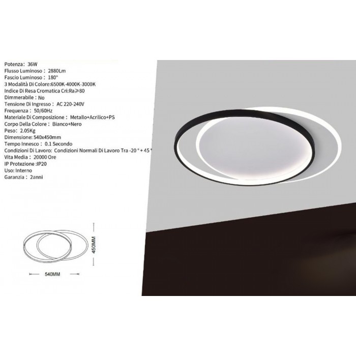 Πλαφονιέρα LED C58-3C 36W μοντέρνο φωτιστικό οροφής σε σαλόνι