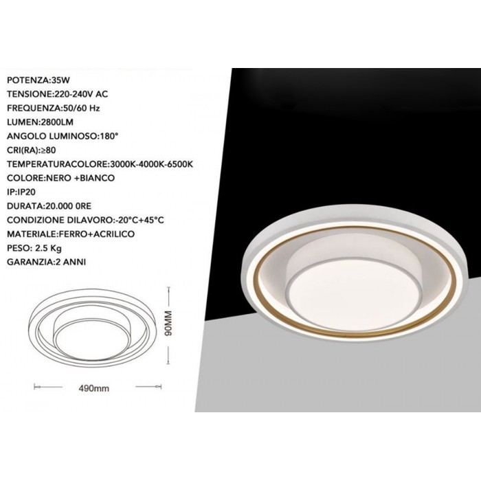 Πλαφονιέρα οροφής LED 35W PN-31-3C μοντέρνο φωτιστικό σαλονιού με τηλεχειριστήριο