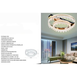 Κρυστάλλινο Φωτιστικό Οροφής 72W 60x200cm Universo