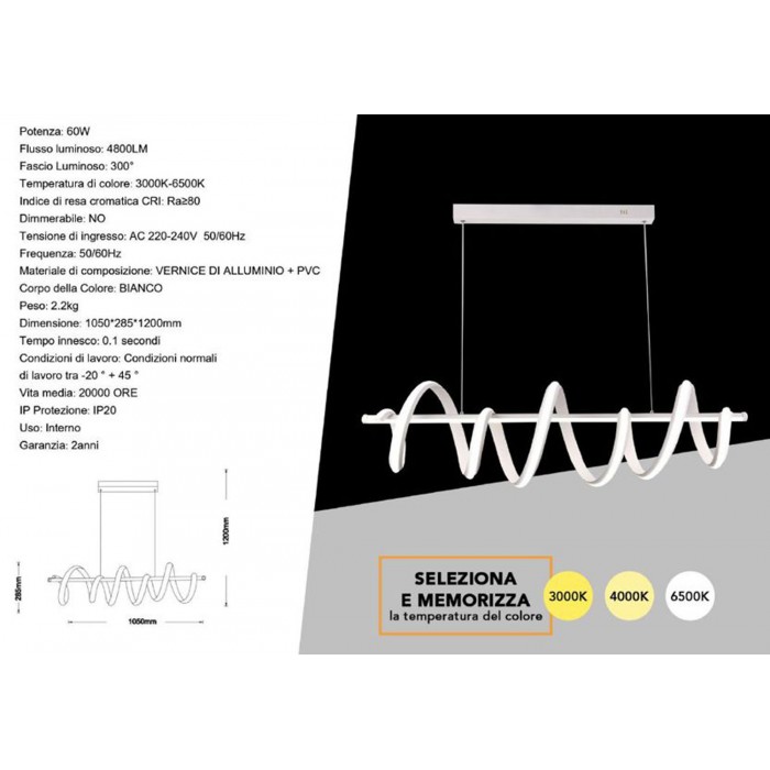 Μοντέρνο κρεμαστό φωτιστικό LED A68-B3C λευκό 60W σε σύγχρονο σαλόνι