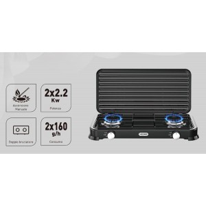 Εστία Υγραερίου Διπλή 2x2.2kW 58x28x5.4cm General Trade 07930909
