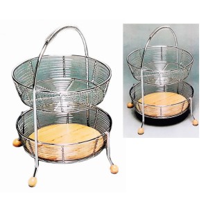 Φρουτιέρα Μεταλλική 2 Επιπέδων Ασημί 28x45cm Galifas 7945128