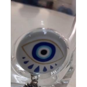 Διακοσμητικό Γυάλινο σχέδιο Μάτι Μπλε 10x4.5x15cm Galifas 7995055