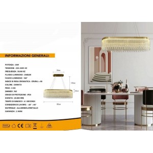 Κρεμαστό Φωτιστικό Κρυστάλλινο 32W 2560LM 80x25x120cm Galifas 07957745