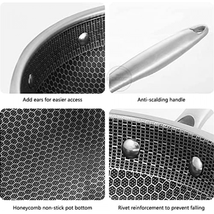 Wok από Ανοξείδωτο Ατσάλι με Αντικολλητική Επίστρωση 32cm 