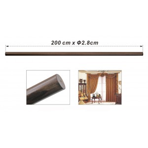 Ξύλινη Βέργα Κουρτινόξυλου μονή Φ28mm 200cm Καφέ Σκούρο Galifas 8077855