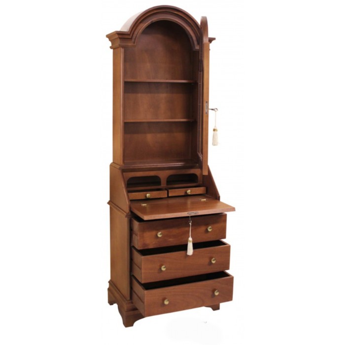 Βιτρίνα Ξύλινη Καρυδιάς με Σεκρετέρ 63x36x190cm Galifas