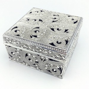 Μπιζουτιέρα Κουτί Μεταλλική Ασημί 8.5x8x4.5cm Galifas 9905789