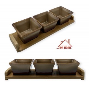 Ορντεβιέρα από Πορσελάνη Καφέ 3 Θέσεων 35x11cm ForHome 912331