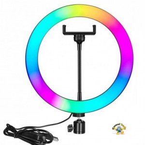 Επαγγελματικό Ring Light Δαχτυλίδι 26cm με βάση για κινητό RGBW General Trade 8599182
