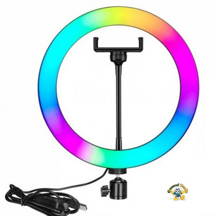 Επαγγελματικό Ring Light Δαχτυλίδι 26cm με βάση για κινητό RGBW
