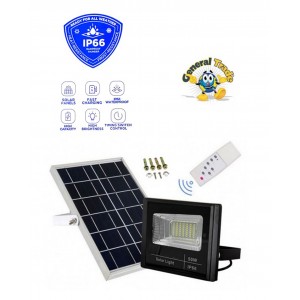 Στεγανός Ηλιακός Προβολέας LED 50W Ψυχρό Λευκό 4000LM με Τηλεχειριστήριο IP66 General Trade 8583608