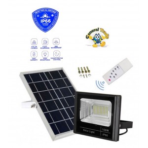 Στεγανός Ηλιακός Προβολέας LED 150W Ψυχρό Λευκό 9600LM με Τηλεχειριστήριο IP66 General Trade 8583605