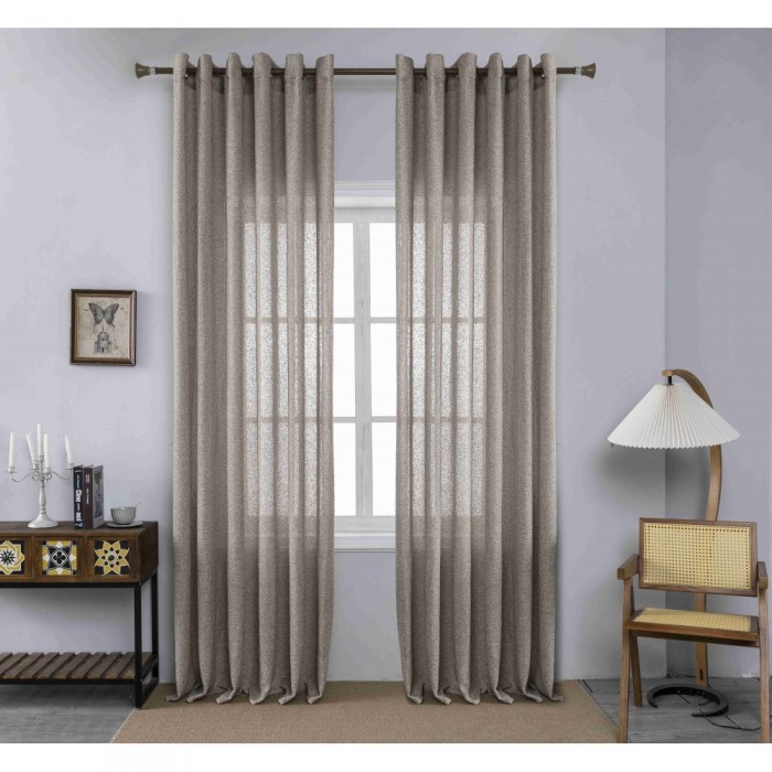 Κουρτίνα Με Κρίκο 270x285cm Καφέ ForHome