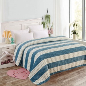 Κουβέρτα Fleece Υπέρδιπλη 220x240cm Ριγέ Γαλάζιο ForHome 4450499