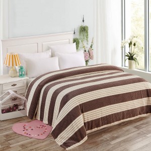 Κουβέρτα Fleece Υπέρδιπλη 220x240cm Ριγέ Καφέ ForHome 4450499