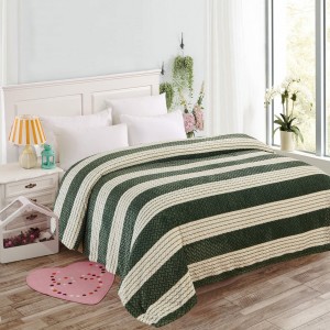 Κουβέρτα Fleece Υπέρδιπλη 220x240cm Ριγέ Πράσινο ForHome 4450500